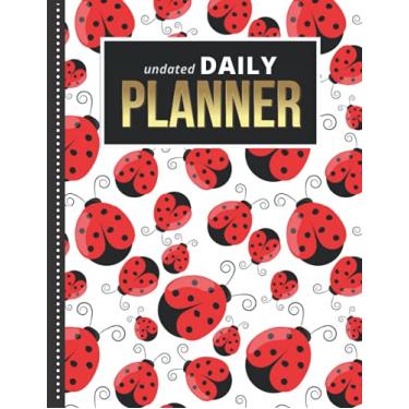 Imagem de Undated Daily Planner: 8.5x11 One Page Per Day Diary / 365 Logs / 6AM to 7PM Hourly Schedule/Red Black LadyBug - Garden Bug Art Pattern/To Do List ... / Time Management Gift For Organized People