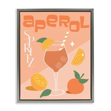 Imagem de Stupell Industries Aperol Spritz Typography Framed Floater Canvas Wall Art Design por Anna Quach, Moldura Flutuante Cinza, 17 x 21