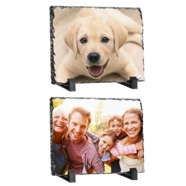 Imagem de PATIKIL Placas de ardósia de sublimação, 2 peças de moldura retangular de sublimação de pedra placa de sublimação para fazer memorial para um amigo, cão, presente personalizado, branco, 19,8 x 30 cm