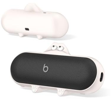 Imagem de Capa fofa de silicone Kawaii para alto-falante Bluetooth sem fio, compatível com alto-falante Bluetooth sem fio Beats Pill, capa protetora antiarranhões para alto-falante Beats (off-white)