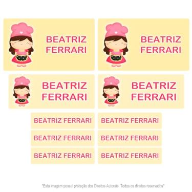 Imagem de Etiqueta escolar personalizada impermeavel vinil confeiteira 130 unidades (Amarelo)