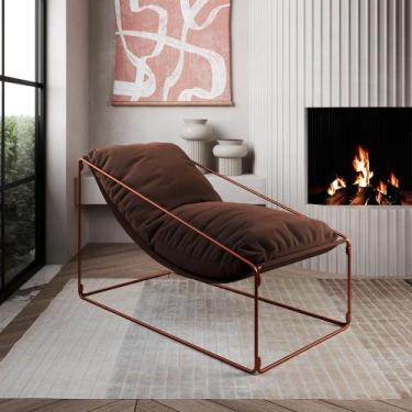 Imagem de Espreguiçadeira Industrial Arpoador com Almofada Cobre e Marrom - ASTU