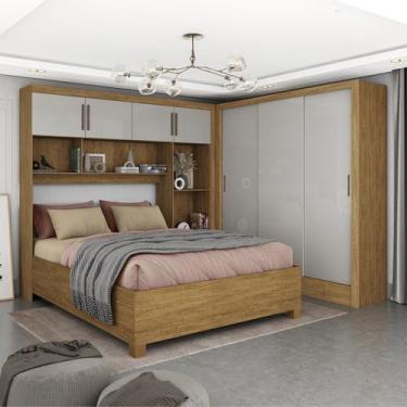 Imagem de Guarda-roupa Casal Modulado 4 Portas com Cama Santiago 3 Portas 5 Gave