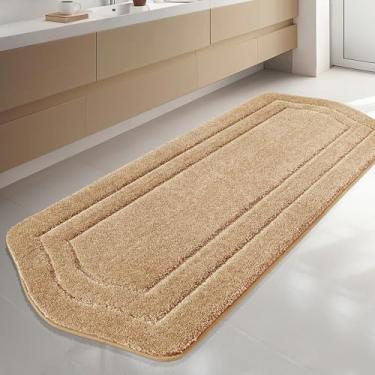 Imagem de COSY HOMEER Tapetes de banho extragrossos para banheiro - conjuntos de linho de banho antiderrapantes macios 100% poliéster forte sala de estar quarto absorvente de água (bege, 61 x 182 cm)