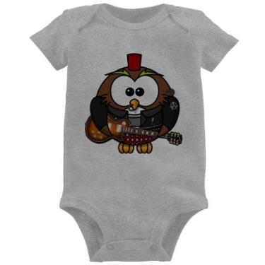 Imagem de Body Bebê Coruja Rock Guitarra - Foca na Moda, Cinza, GG