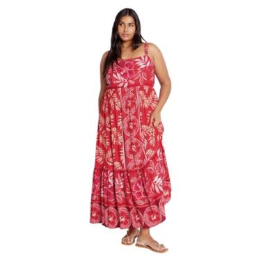 Imagem de City Chic Vestido plus size, vestido longo Eden Placement, Hibisco, 48