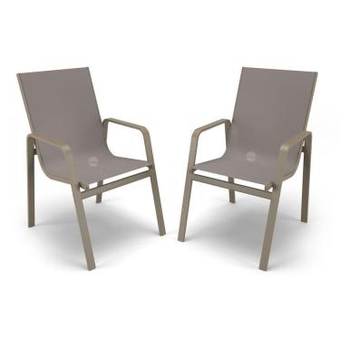 Imagem de Kit 2 Cadeiras Miami Gourmet Alumínio Fendi Tela Fendi