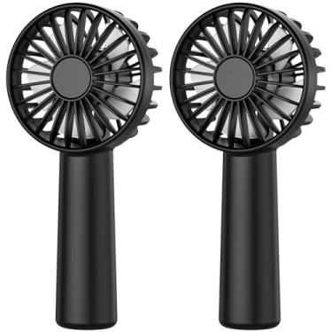 Imagem de KIDEE Mini ventilador portátil, pacote com 2 ventoinhas portáteis com 3 velocidades, ventiladores de mão recarregável por USB, ventilador pessoal alimentado por bateria para viagens, ventilador de