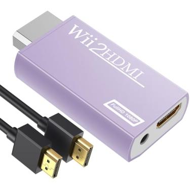 Imagem de GANA Adaptador conversor Wii para HDMI com cabo HDMI. Conecte o console Wii ao monitor HDMI em saída de vídeo 1080p com áudio de 3,5 mm, suporta todos os modos de exibição Wii roxo