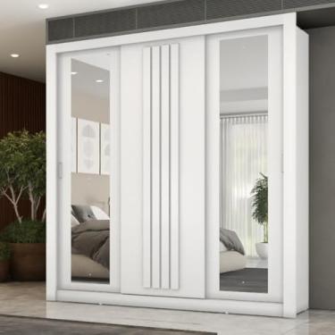 Imagem de Guarda Roupa Casal 3 Portas Doha Duo Carraro Ripado Branco