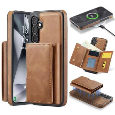 Imagem de Asuwish Capa de celular para Samsung Galaxy S24 Plus S24+ 5G carteira magnética com carregamento sem fio e bloqueio de RFID S24Plus 24S + S 24 24+ masculino marrom