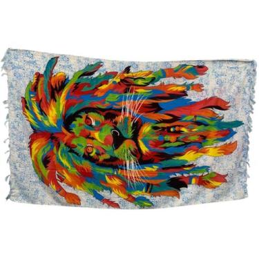 Imagem de Lenço Canga Estampada Cangão Enorme Saída de Praia Poliéster Colorido 