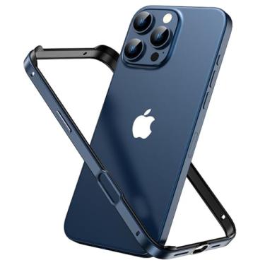 Imagem de HPQWN Capa de titânio para iPhone 16 Pro Max 15 Plus 16Pro 16Plus, capa de metal de alumínio, acessórios para telefone, azul, para iPhone 15