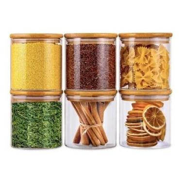 Imagem de 4 unidades pote bambu redondo 250ml para alimentos - Supremo