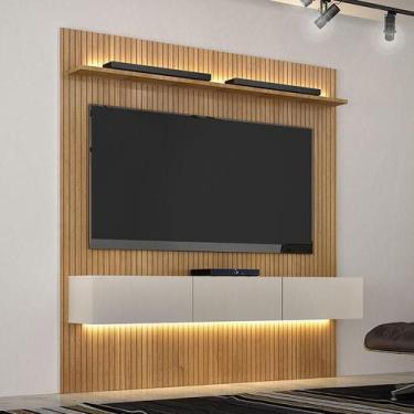 Imagem de Home Suspenso Frisado Ambiente Curitiba 180 Cinamomo Off White com Led