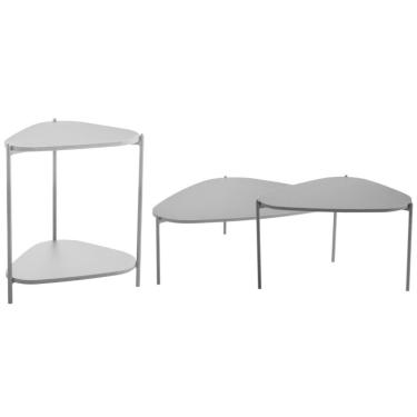 Imagem de Kit 02 Mesas De Centro E 01 Mesa Lateral Pés Metálicos Adek A03 Nero Preto - Lyam Decor