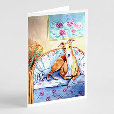 Imagem de Caroline's Treasures 7081GCA7P Whippet Waiting on You Cartões e Envelopes Pacote com 8, 7 x 5, multicolorido