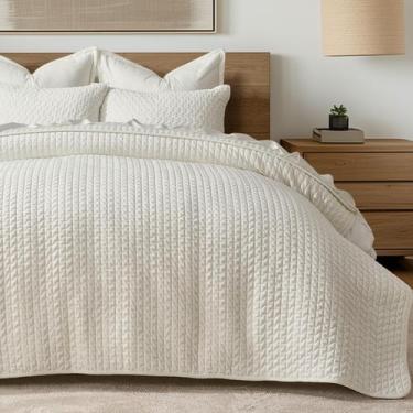 Imagem de Conjunto de edredões EVERGRACE Luxury Velvet Queen Size, 3 peças, crem