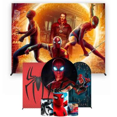 Imagem de Super Kit de Painéis de Festa Homem Aranha Painel Redondo 1,30 e Retan