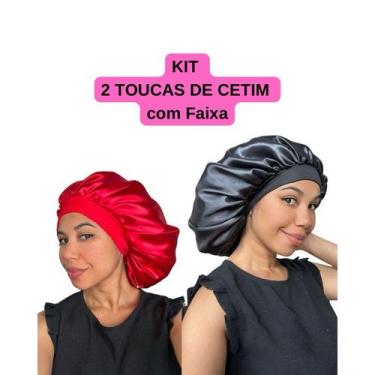 Imagem de Anny Beleza - Kit 2 Touca de Cetim com Faixa Toca de Seda para dormir 