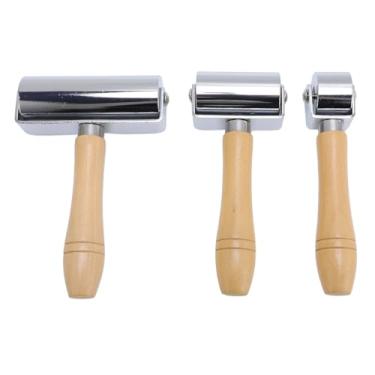 Imagem de 3pcs de Couro Prensa Bordas Roller, Bordas de Couro Creaser e Maçaneta de Madeira Mais Suave Ferramenta de Laminação de de Couro Artesanal, Rolo de Costura para Ferramentas de