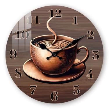 Imagem de Relógio grande de madeira para sala de estar - Relógio rústico de 40,6 cm operado por bateria - Relógio de parede silencioso sem tique-taque para cozinha, quarto, escritório, decoração de casa