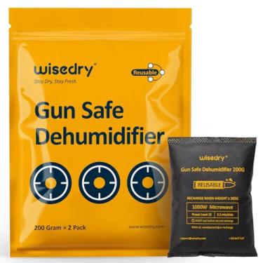 Imagem de wisedry 200 gramas x 2 pacotes de desumidificador seguro para armas, absorvente de umidade reutilizável para cofres de armas, dessecante de gel de sílica recarregável para armas