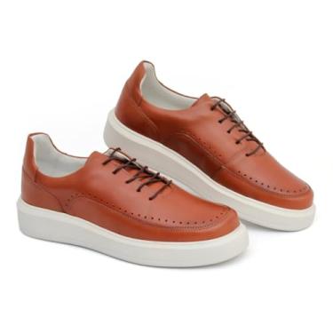 Imagem de Tênis Sapatênis Casual Masculino Couro Comfort cor:Marrom;Tamanho:41