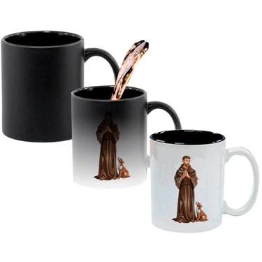 Imagem de Caneca Mágica Muda de Cor Interna Preta Porcelana 325ml - Santo Sao Francisco de Assis Igreja Catolica 6