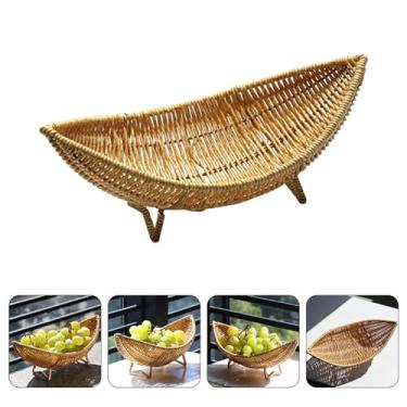 Imagem de Cesta de frutas Cesta de piquenique servindo cestas de armazenamento de frutas pão bandeja de vime cestas de placa de tecido bandejas batatas fritas rápidas barcos franceses tigelas de armazenamento p