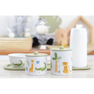 Imagem de Kit Higiene Bebê Porcelana Maternidade Safari Leão Quarto Banho K207 -