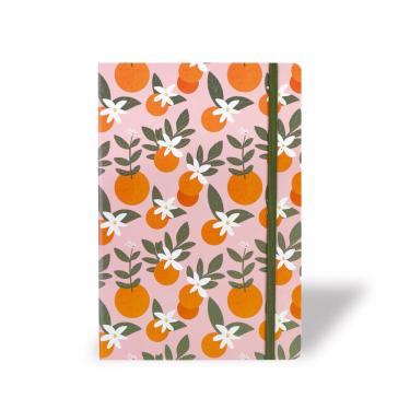 Imagem de Caderneta sem pauta laranja estampada Orange Redoma com elástico