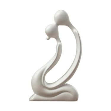 Imagem de Wswqop Amantes de beijos cerâmicos escultura 4.9x9.4inch Louvenirs Art Collection Combtop Ornament for Bookshelf Decor Versátil, Branco