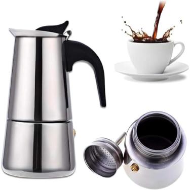Imagem de Cafeteira Italiana inox café Expresso premium Inox 6 Xícaras fogão de indução, a gás, fogão Elétrico