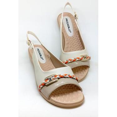 Imagem de Sandalia Piccadilly Feminina Ortopédica Anabela Baixa Macia Confortáve