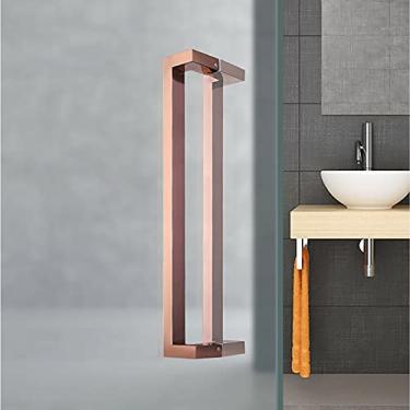 Imagem de Maçaneta de porta de vidro de aço inoxidável, maçaneta de porta de correr, porta de madeira, alça grande de curva dupla de ouro rosa, botões de porta de duche, equipamento de manípulo de chuveiro 425