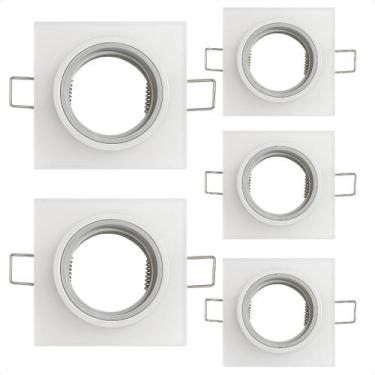 Imagem de Kit 5 Spot Taschibra Quadrado Embutir Vidro Jateado SP23 Mr16 Bivolt