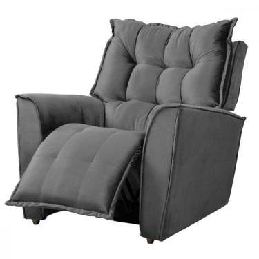 Imagem de Poltrona Reclinavel Do Papai King Tecido Veludo Chumbo - Star Confort,