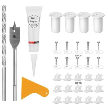 Imagem de Kit de roteamento de cabos Starlink para furo de parede de 0,9 cm, 4 peças, ilhós de cabo branco para Starlink Kit de passagem de parede com broca de pá de 1,9 cm, broca de cobalto de 1,6 cm