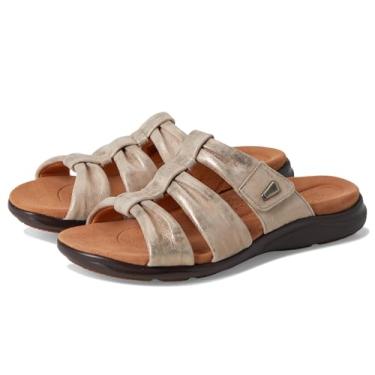 Imagem de Clarks Sandália rasteira feminina Kitly Slide, Couro metálico, 6.5 Wide