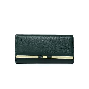 Imagem de WYUYIWH Carteiras femininas de couro PU clutch carteira longa para mulheres porta-cartões organizador de telefone bolsa de viagem feminina (roxa), verde, Verde