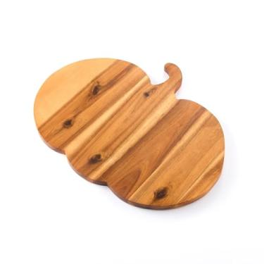 Imagem de Tábua de servir e cortar madeira em forma de abóbora, bandeja de charcutaria, tábua de queijos para cozinha de carne, pizza, queijo, pão, legumes e frutas, travessas de festa, presente de decoração de