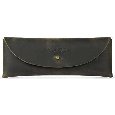 Imagem de Estojo Londo de couro genuíno com fecho de metal, estojo para papelaria, Verde