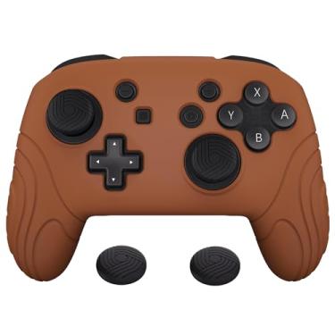 Imagem de playvital Samurai Edition Ergonomic Silicone Skin Protective Case for Nintendo Switch Pro, Soft Anti-slip Controller Grip Protector for Nintendo Switch Pro with Thumb Grips - Signal Brown