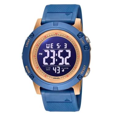 Imagem de NAVIFORCE Relógios de pulso masculinos esportivos à prova d'água com cronógrafo, digital e pulseira de borracha, Azul, Esportes