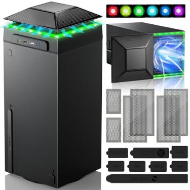 Imagem de RGB Cooling Fan for Xbox Series X with Dust Filter & 7 RGB LED Light Modes,Auto Fan Speed Adjustable by Temperature,Cooler & Light Independent Touch Switch, Cooling System Horizontal for Xbox Series X