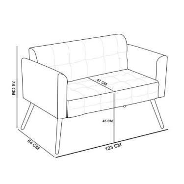 Imagem de Conjunto Sofá Retrô 2 Lugares e 02 Poltronas Elisa Suede Grafite - D'R