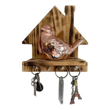 Imagem de Porta Chaves Casa Com Prateleira Minimalista De Madeira - Oliva Store