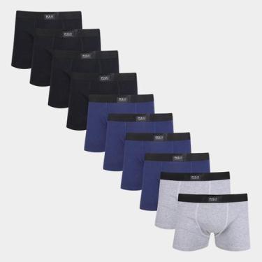 Imagem de Kit Cuecas Boxer Polo London Club 10 Peças, Preto, Marinho, P