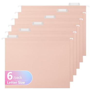 Imagem de pmybupo Pastas de arquivo suspensas, tamanho carta, abas ajustáveis de corte 1/5, 6 por caixa, verde padrão - 1/5 abas (7590U)